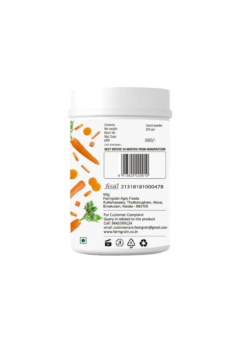 Farm Grain Carrot Powder 250 Gm Earthy Flavor And Rich Source Of Vitamins Culinary Uses For Drinking Perfect Smoothies Soups Baked Goods Snacks - Indya