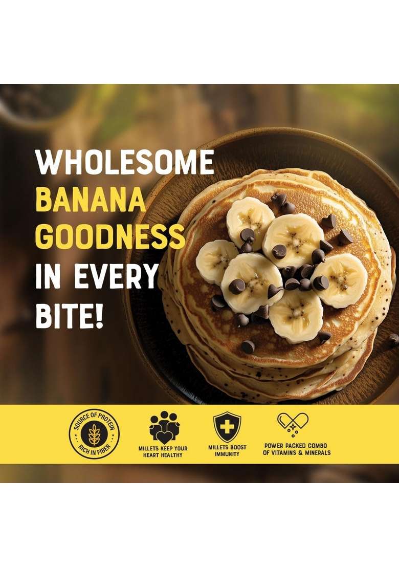 Millet Bank Instant Banana Pancake Mix Pack Of 2 300Gms No Maida Made With Millets Oats Sweetened Jaggery Refined Sugar Pancakes For Kids And Adults 100 Vegetarian - Indya