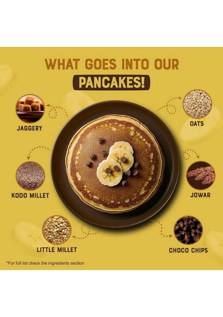 Millet Bank Instant Banana Pancake Mix Pack Of 2 300Gms No Maida Made With Millets Oats Sweetened Jaggery Refined Sugar Pancakes For Kids And Adults 100 Vegetarian - Indya