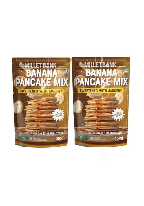 Millet Bank Instant Banana Pancake Mix Pack Of 2 300Gms No Maida Made With Millets Oats Sweetened Jaggery Refined Sugar Pancakes For Kids And Adults 100 Vegetarian