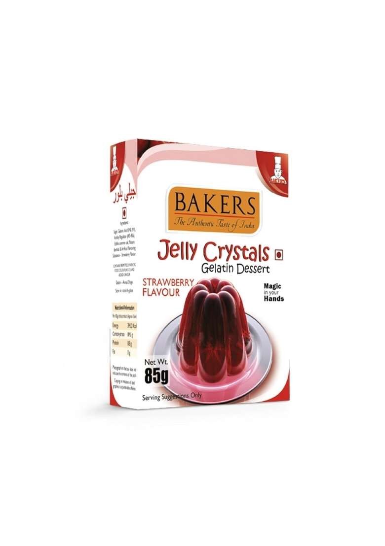 Bakers Jelly Crystals Gelatin Dessert | Strawberry Flavour Authentic Flavor Easy To Make Instant Premix No Sugar Needed Pack Of 3 85 Gm X - Indya