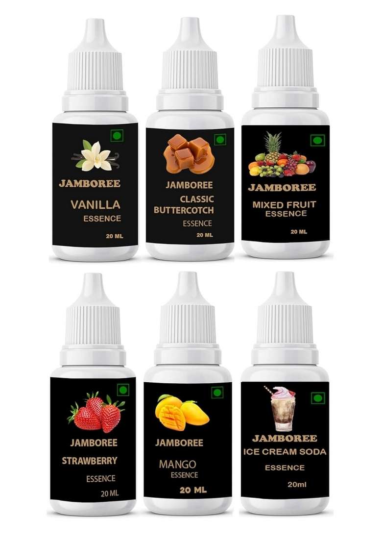 Jamboree Vanilla Butterscotch Mixed Fruit Strawberry Mango Ice Cream Essence 20Ml Each Liquid Food 120 Ml Pack Of 6 - Indya
