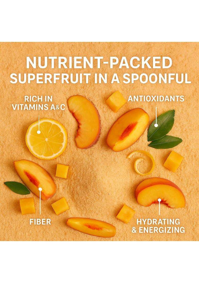 Confect Peach Fruit Powder | Pure Natural For Smoothies Baking Beverages Juices Tea Diy Recipes Vegan Gluten Free No Added Sugar – 150 Gms - Indya
