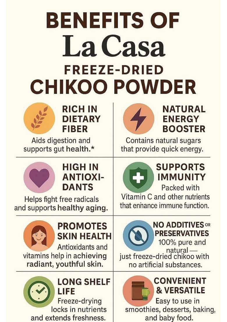 La Casa Freeze Dried Chikoo Sapota Powder 100 Natural No Added Sugar 250G - Indya