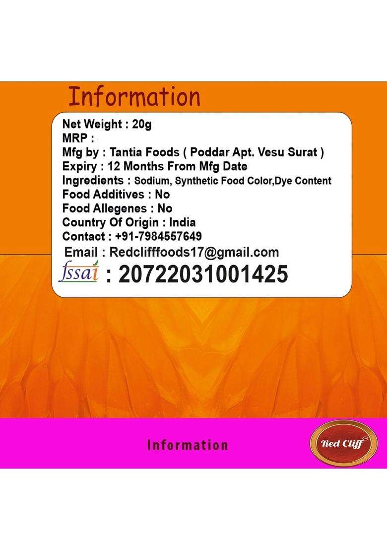 Red Cliff Edible Saffron Food Colour Powder | Vibrant Natural For Baking Cake Decorating Cooking 20G - Indya