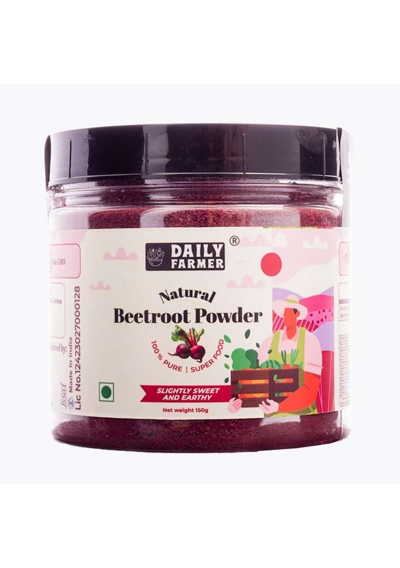 Daily Farmer Gourmet Beetroot Powder 150G | Energy Booster For Face Lips And Hair Natural Superfood Improves Blood Flow Enhances Performance Anti Oxidant Rich Pack Of 1 - Indya