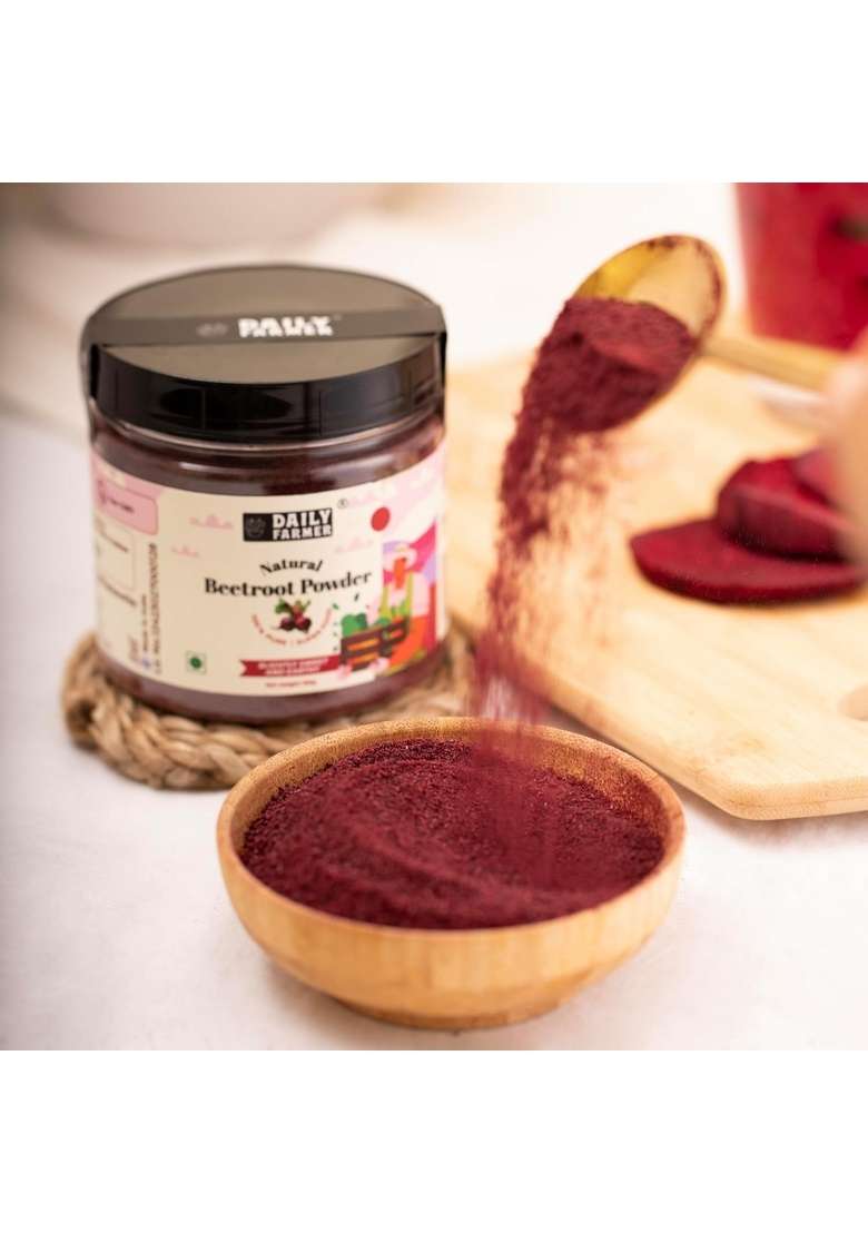 Daily Farmer Gourmet Beetroot Powder 150G | Energy Booster For Face Lips And Hair Natural Superfood Improves Blood Flow Enhances Performance Anti Oxidant Rich Pack Of 1 - Indya