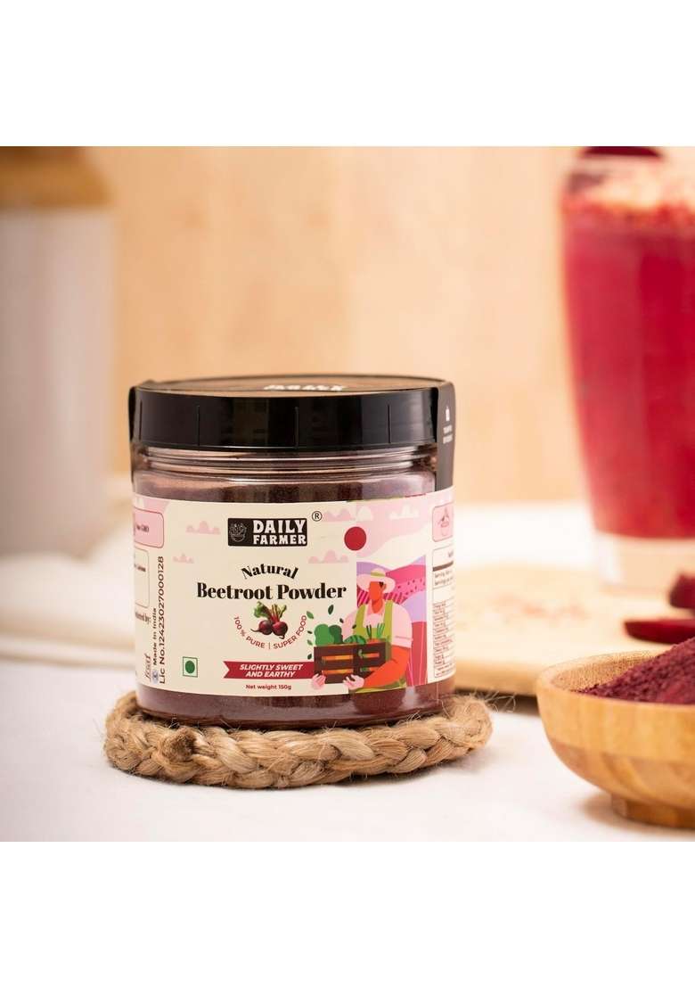 Daily Farmer Gourmet Beetroot Powder 150G | Energy Booster For Face Lips And Hair Natural Superfood Improves Blood Flow Enhances Performance Anti Oxidant Rich Pack Of 1 - Indya