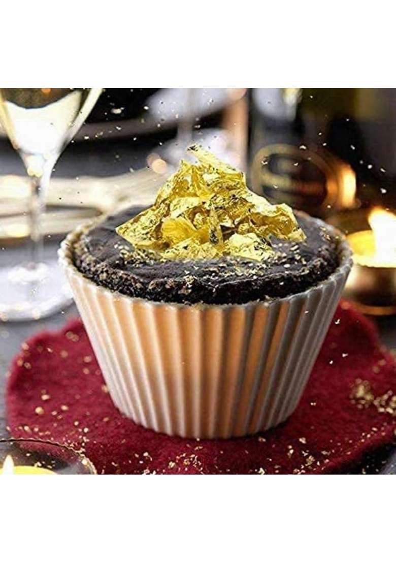 Fglc 24K Edible Gold Leaf Sheets Loose Type 05 Vark 75Mm X50Mm 3 Inch By 2 Inches Silver Leaves 15 5X3 Iches Chandi For Cake Deco Desserts Food Ice Cream Cardamoms And Pan - Indya