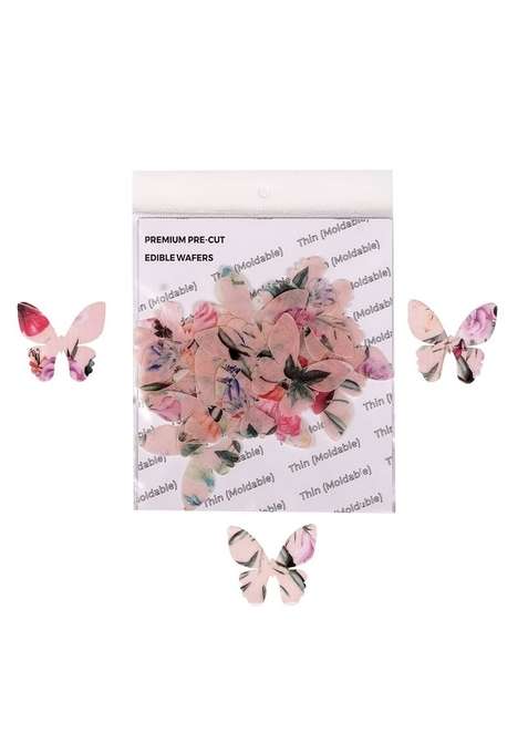 Tastycrafts Pre Cut Wafer Paper Butterflies I Cake Topping Décor Edible Stick On Decorations For Cupcake And Pastry Abstract Cream Butterfly 20 Pcs Wpc 014