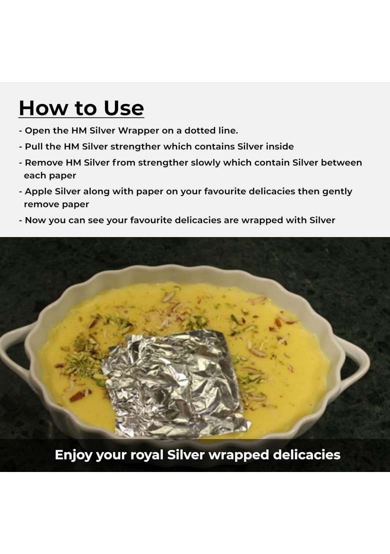 Hmw Edible Silver Leaves Warakh For Culinary Delight 5 Sheets In Each Pack Of 12 - Indya