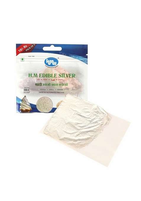 Hmw Edible Silver Leaves Warakh For Culinary Delight 5 Sheets In Each Pack Of 12