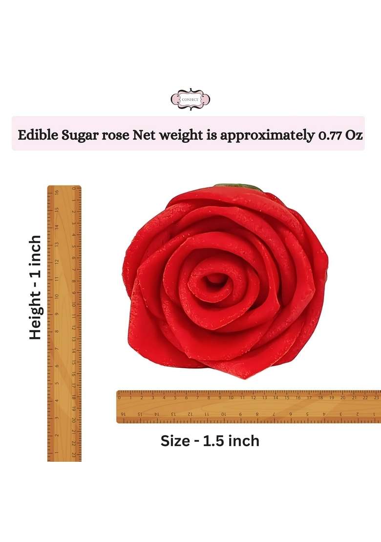 Confect Edible Rose Toppers – Pack Of 12 Roses For Cake Cupcake Doughnut Decorating Elegant Ombre Floral Desserts Vegan Dairy Free Palm Oil - Indya