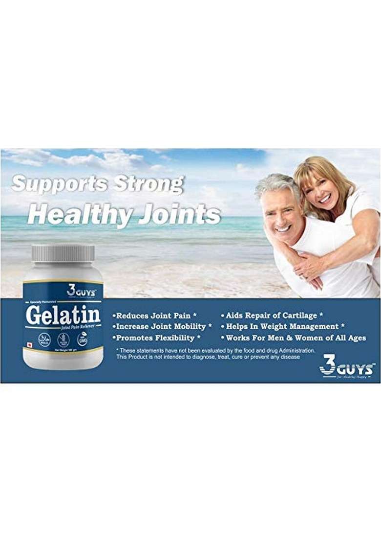 3 Guys Fit Healthy Happy Gelatin Powder For Joint Pain 300 Gram - Indya