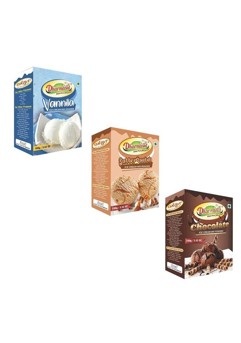 Dharmasut Vanilla Butterscotch Chocolate Ice Cream Powder 300G Pack Of 3 - Indya