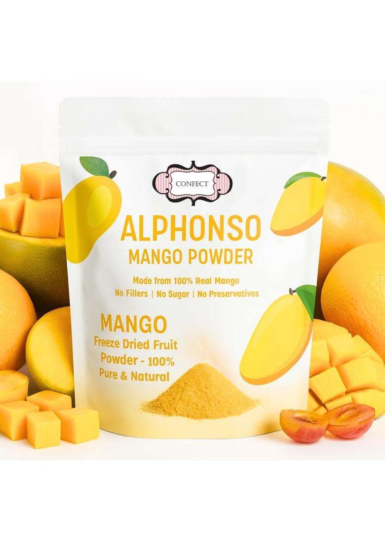 Confect Mango Alphanso Powder | Pure Natural Fruit For Smoothies Baking Beverages Juices Tea Diy Recipes Vegan Gluten Free No Added Sugar – 200 Gms - Indya