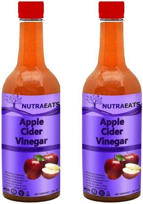 Nutraeats Organic Apple Cider Vinegar With Mother For Weight Loss U Pack Of 2 Vinegar&nbsp;&nbsp; X 500 Ml