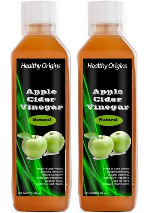 Healthy Origins Organic Apple Cider Vinegar With Mother For Weight Loss Pack Of 2 Premium Vinegar&nbsp;&nbsp; X 500 Ml
