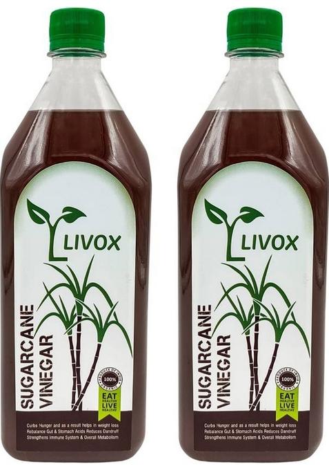 Livox Organic 1 Litre Sugar Cane Vinegar 100 Pure Ganne Ka Sirka Made In Village Vinegar&nbsp;&nbsp; 2 X L