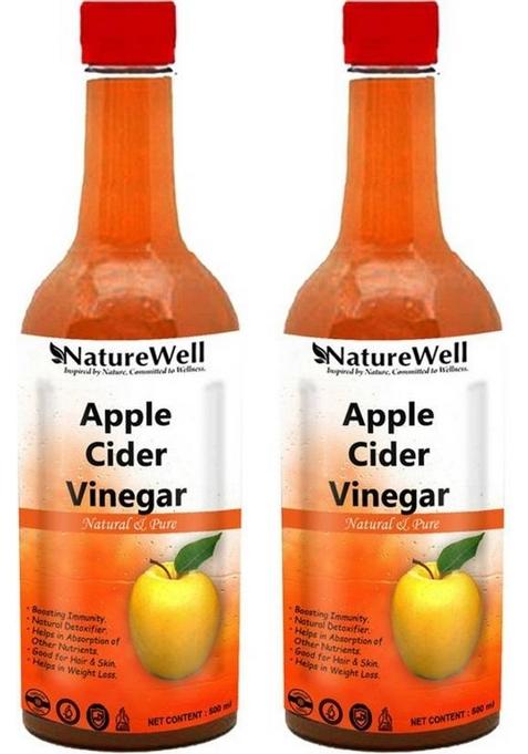 Naturewell Organic Apple Cider Vinegar With Mother For Weight Loss 500X2 M L Vinegar&nbsp;&nbsp; 2 X 500 Ml