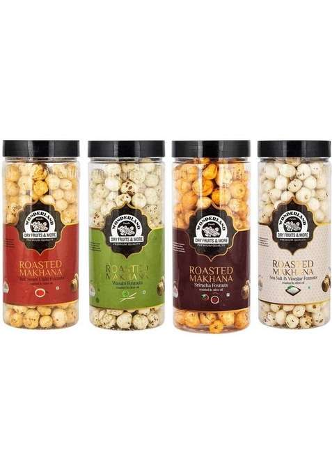 Wonderland Roasted Makhana Thai Sweet Chilli Wasabi Sriracha Sea Salt Vinegar Assorted Nuts&nbsp;&nbsp; 4 X 100 G