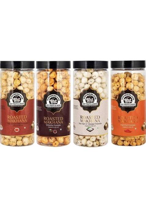 Wonderland Roasted Makhana Thai Sweet Chilli Sriracha Sea Salt Vinegar Peri Assorted Nuts&nbsp;&nbsp; 4 X 100 G