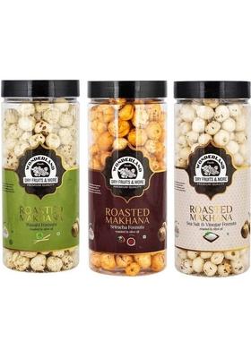 Wonderland Roasted Makhana Wasabi Sriracha Sea Salt Vinegar Foxnuts Assorted Nuts&nbsp;&nbsp; 3 X 100 G