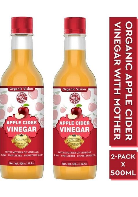Organic Vision Apple Cider Vinegar For Weight Loss With Mother Unfiltered And Undiluted Acv Vinegar&nbsp;&nbsp; 2 X 500 Ml