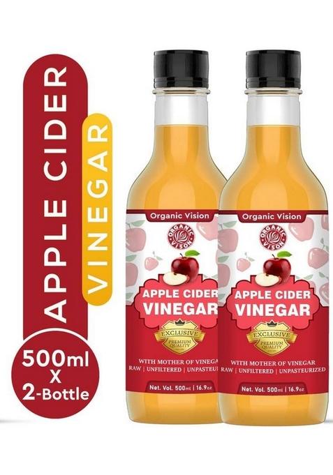 Organic Vision Premium Apple Cider Vinegar 500Ml X 2 For Weight Loss With Mother Unfiltered Vinegar&nbsp;&nbsp; 500 Ml