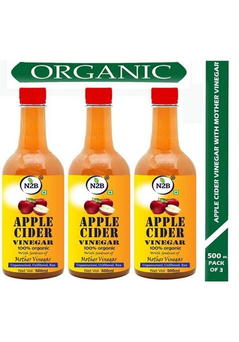 N2B Organic Apple Cider Vinegar 500Ml Pack Of 3 Vinegar&nbsp;&nbsp; X 500 Ml