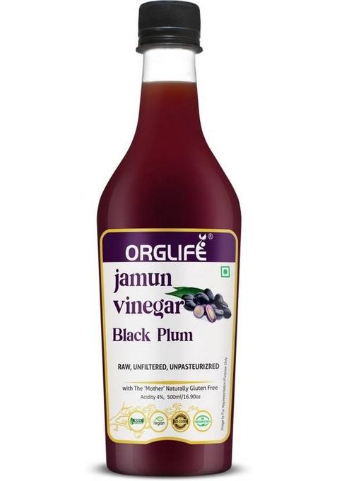 Orglife Jamun Vinegar Organic With Mother 500 Ml Raw Unfiltered Made Fruits Vinegar&nbsp;&nbsp;