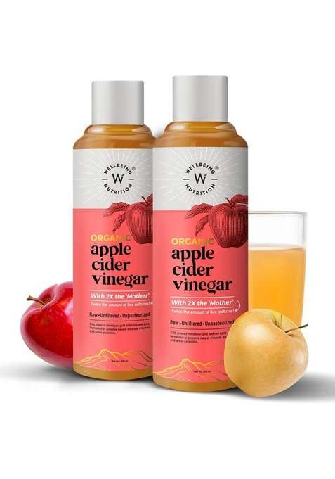 Wellbeing Nutrition Usda Organic Apple Cider Vinegar Supports Weight Loss Immunity Booster Cholesterol Control Acidity Vinegar&nbsp;&nbsp; 2 X 500 Ml