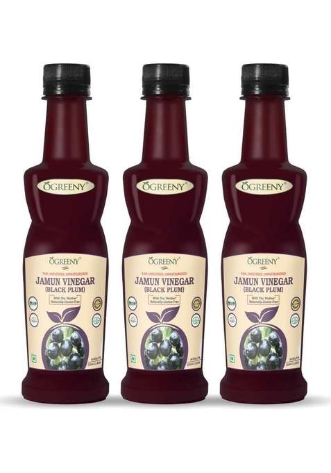 Ogreeny Jamun Vinegar With Mother Raw Unfiltered Undiluted Vinegar&nbsp;&nbsp; 3 X 116 67 Ml