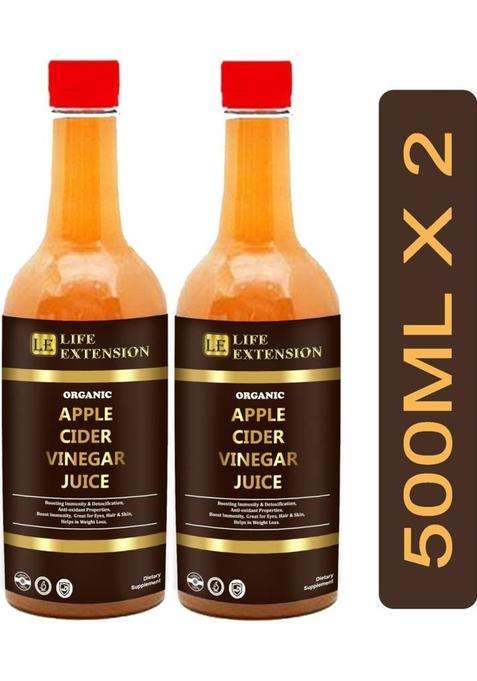 Life Extension Organic Apple Cider Vinegar With Mother For Weight Loss Sa198 Vinegar&nbsp;&nbsp; 2 X 500 Ml