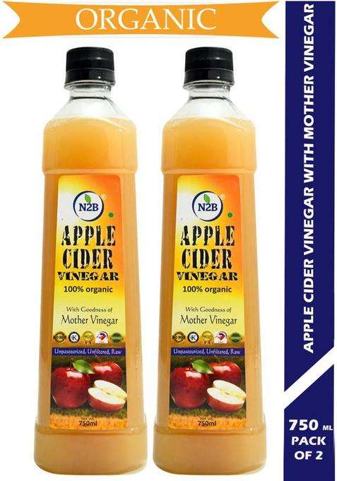N2B Organic Apple Cider Vinegar With Mother Of For Weight Loss Vinegar&nbsp;&nbsp; 2 X 750 Ml