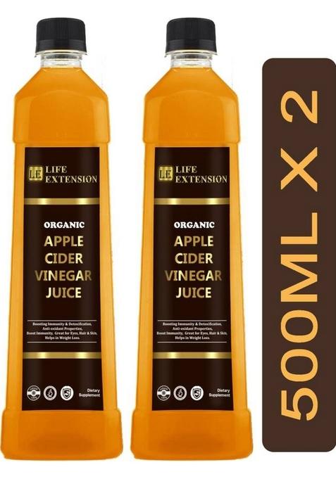Life Extension Organic Apple Cider Vinegar With Mother For Weight Loss Sa187 Vinegar&nbsp;&nbsp; 2 X 500 Ml