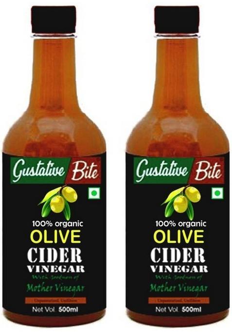 Gustativebite Organic Olive Cider Vinegar With Mother Of 500Ml Pack 2 Vinegar&nbsp;&nbsp; X 500 Ml