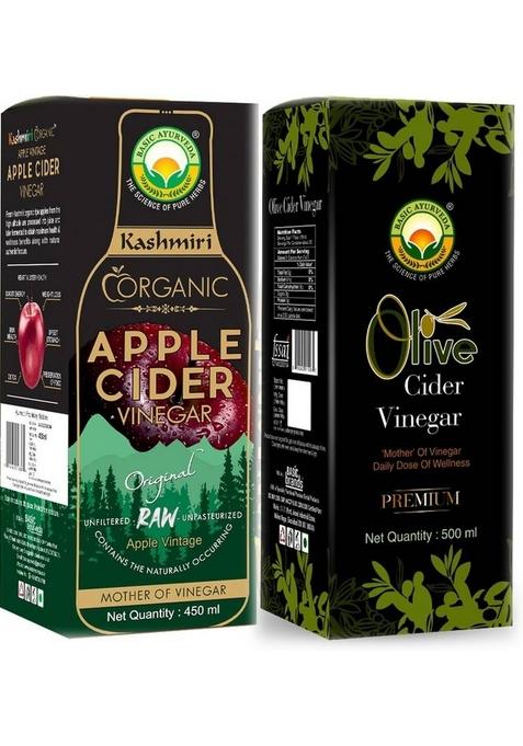 Basic Ayurveda Kashmiri Organic Apple Cider Vinegar 450Ml With Olive Jitoon Ka Sirka 500Ml Vinegar&nbsp;&nbsp; 2 X 500 Ml