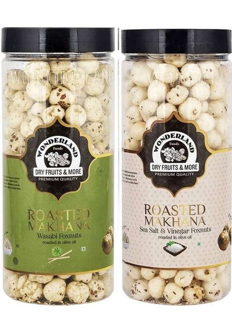 Wonderland Roasted Makhana Wasabi Sea Salt Vinegar Foxnuts Assorted Nuts&nbsp;&nbsp; 2 X 100 G