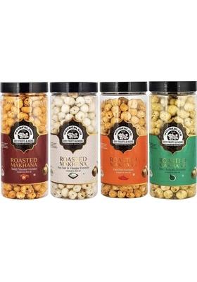 Wonderland Roasted Makhana Tangy Masala Sea Salt Vinegar Peri Mint Chatpata Assorted Nuts&nbsp;&nbsp; 4 X 100 G
