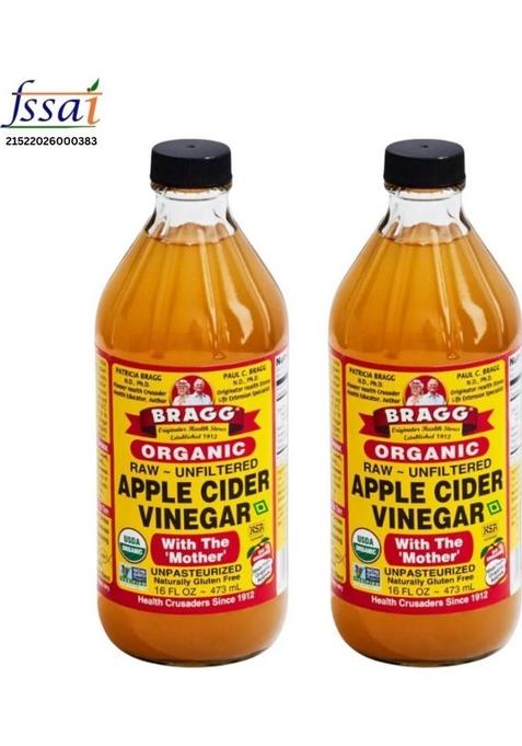 Bragg Organic Apple Cider Vinegar With The Mother Raw And Unfiltered Fl Oz 16 Vinegar&nbsp;&nbsp; 2 X 473 Ml