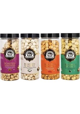 Wonderland Roasted Makhana Chaat Masala Sea Salt Vinegar Peri Mint Chatpata Assorted Nuts&nbsp;&nbsp; 4 X 100 G