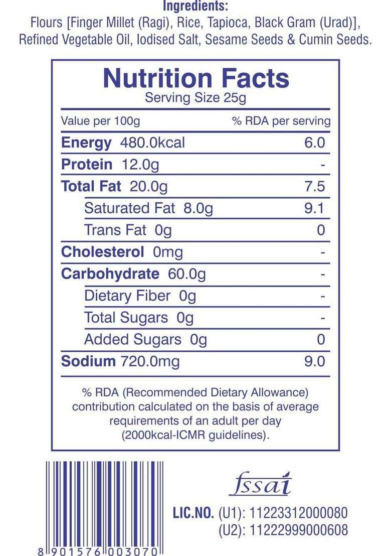 Modern Kitchens Ragi Murukku - 150G | Gluten-Free, No Maida Healthy, Crispy Snack With Finger Millet, Rice & Sesame Seeds - Indya