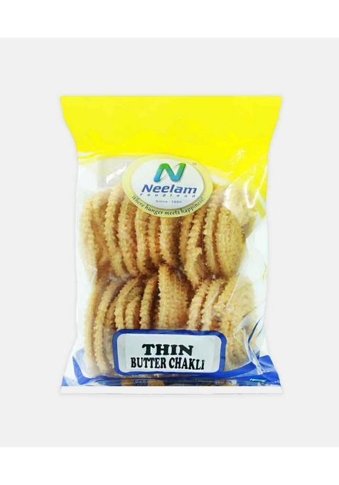 Neelam Foodland Thin Butter Chakli, Traditional Indian Snack, Crispy Spiral Shaped (400)