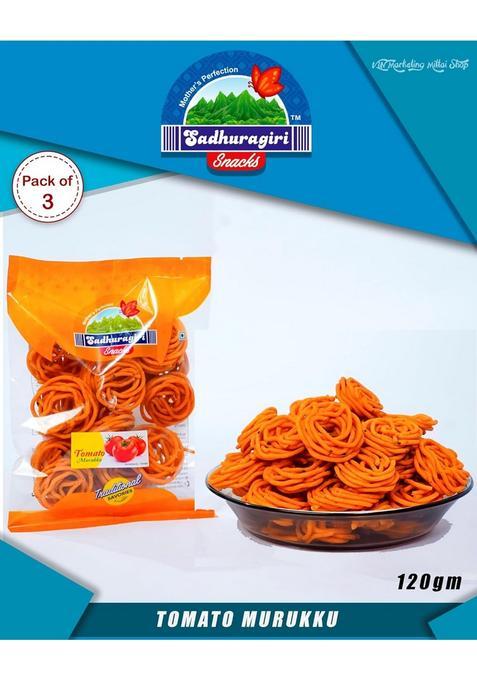 Sadhuragiri Tomato Flavored Muruku From Theni (Pack Of 3 X 120G)
