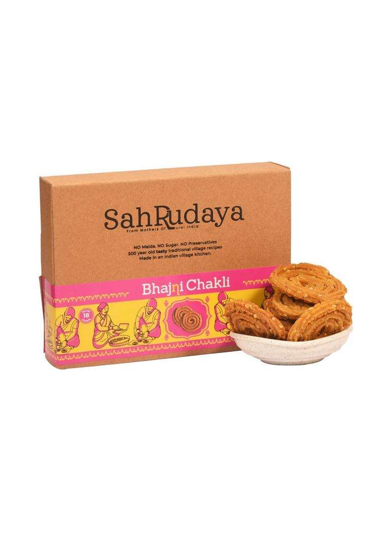 Sahrudaya Organic Chakli Snack | Delicious Crunchy Authentic Maharashtrian Snack| Diwali And Namkeen Cholesterol Free & No Maida Indian Gluten Traditional Handmade Snacks 1 Kg Pack (250 G Of 4, Chakli) - Indya