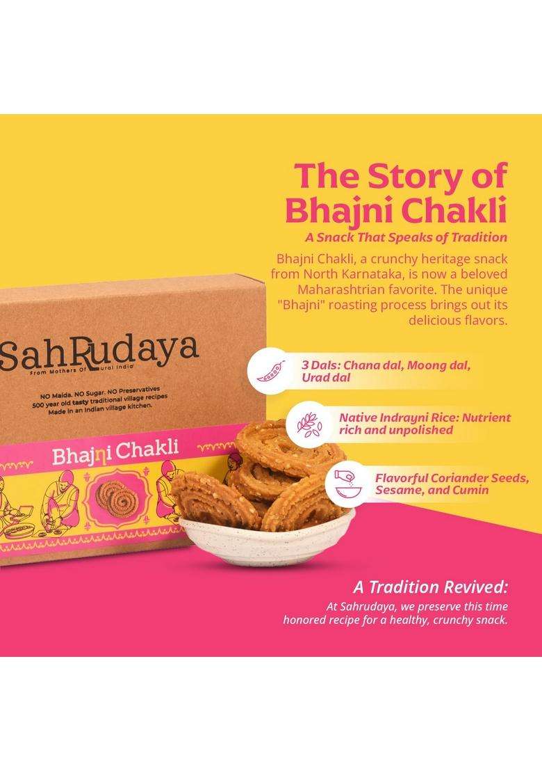 Sahrudaya Organic Chakli Snack | Delicious Crunchy Authentic Maharashtrian Snack| Diwali And Namkeen Cholesterol Free & No Maida Indian Gluten Traditional Handmade Snacks 1 Kg Pack (250 G Of 4, Chakli) - Indya