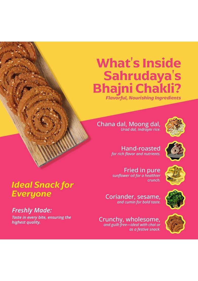 Sahrudaya Organic Chakli Snack | Delicious Crunchy Authentic Maharashtrian Snack| Diwali And Namkeen Cholesterol Free & No Maida Indian Gluten Traditional Handmade Snacks 1 Kg Pack (250 G Of 4, Chakli) - Indya