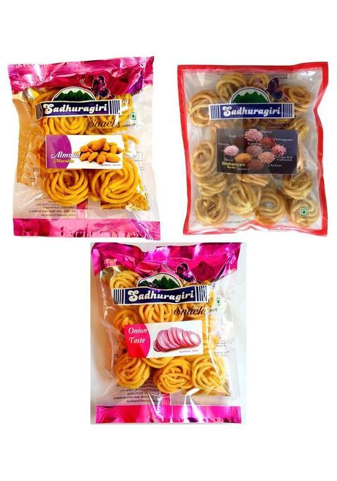 Sadhuragiri Flavored Murukku Combo - Multi Millet 120Gm | Onion Badam Pack Of 3