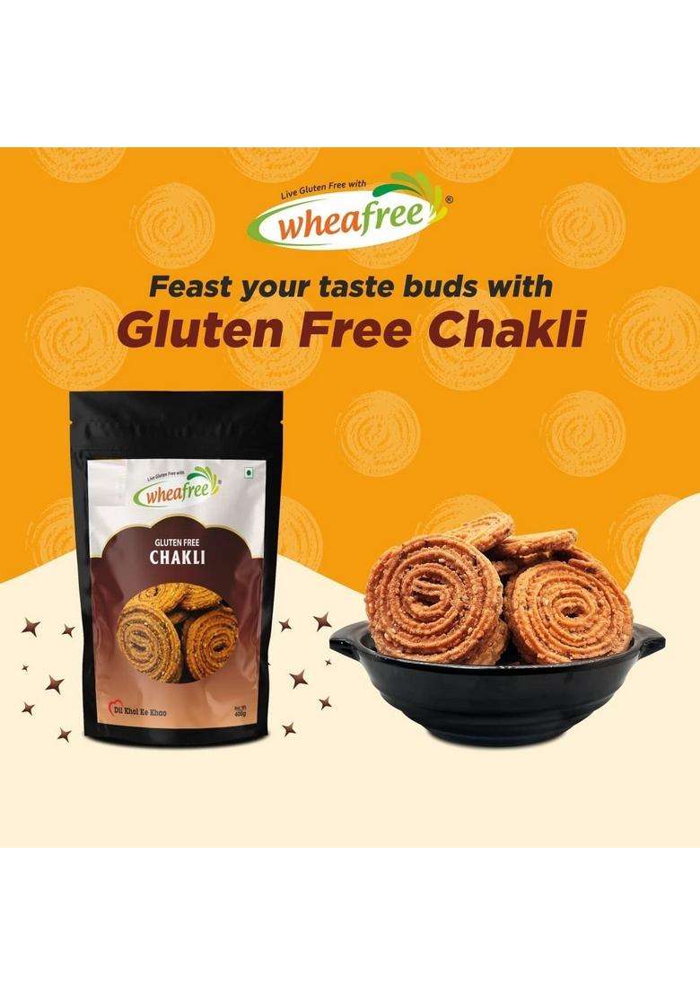 Wheafree Gluten Free Chakli (Murukku) (Pack Of 2 X 400 G) & Bikaneri Bhujia 400G Each) - Indya